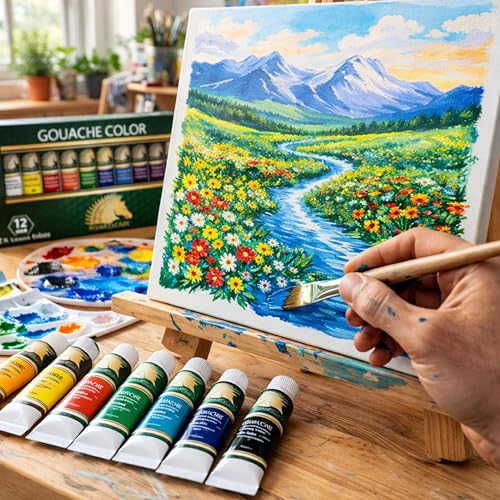 MyArtscape Gouache Paint Set - 12 x 12ml Artist Gouache Paints