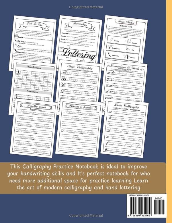 Simple calligraphy Workbook for beginners: A Step-by-Step Practice Simple Guide to Hand Lettering and Modern Calligraphy for Adults and Kids , ... letters, words with Techniques, Tips.