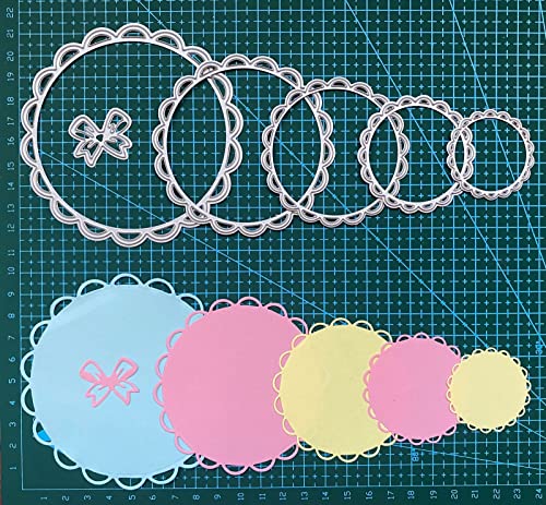 Cutting Dies Stencil Flower Round Square Rectangle Oval Ellipse Nested Stitched Frame Metal Mould for DIY Scrapbook Album Paper Card - style: Wavy edge dies set