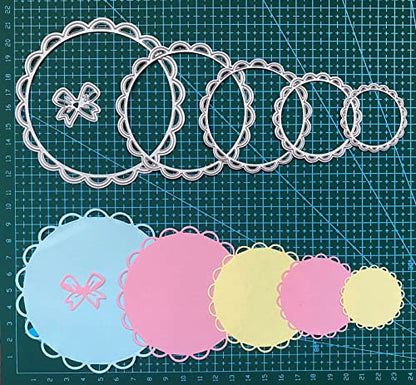 Cutting Dies Stencil Flower Round Square Rectangle Oval Ellipse Nested Stitched Frame Metal Mould for DIY Scrapbook Album Paper Card - style: Wavy edge dies set