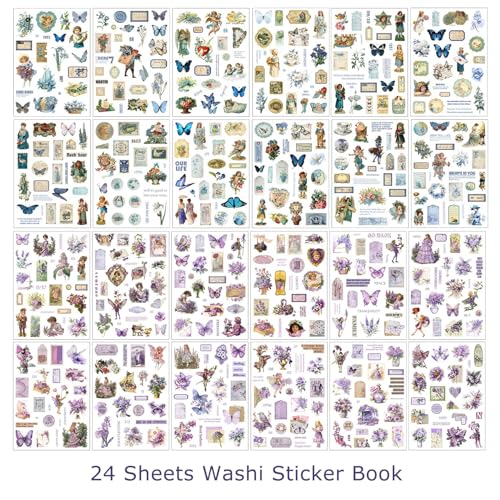 Pre-Cut Vintage Stickers for Journaling, 550+ Washi Sticker Book for Scrapbooking Ephemera for Junk Journal Supplies, Aesthetic Butterfly Flower Label Scrapbook Stickers for Adults DIY Arts Crafts - color: Life is a Dream