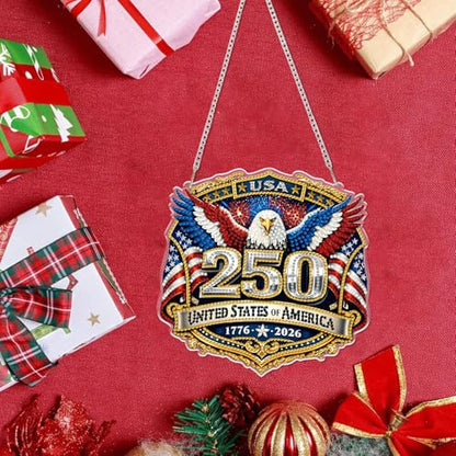 Lndependence Day Hanging Diamonds Art kit for Adult, USA 250th AnniversaryDIY Diamonds Painting Art Kit, Acrylic Diamonds Painting Suncatcher Board Kit Ornament, Special Crystal Diamond Hanging - color: DP03852