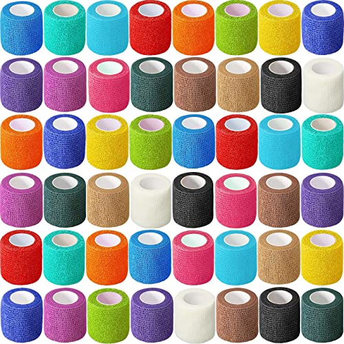 Treela 64 Pack 2" X 5 Yards Self Adhesive Bandage Wrap Multi Color | Cohesive Flexible Wrap for Wrist Ankle Fingers, Breathable Sports Tape, Self Adherent Rolls for Pets Vet, Coban Style - color: Multi Color, size: 2 Inch X 5 Yard