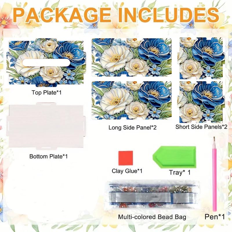 LSQFS DIY Diamond Painting Tissue Box for Adults for Home Office Vanity - color: Flowers