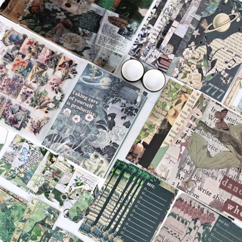 Diuhofart Vintage Scrapbooking Supplies Kit, 185pcs Junk Journal Kit with Scrapbook Paper Sticker Aesthetic Notebook Scrapbook Kit, Art Craft DIY Gift for Adult Women