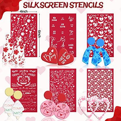Rumia 114Pcs Polymer Clay Earring Making Kit: 6 Stencils, 9 Colors & Shapes, Tools & Accessories - Valentine's Day Gift