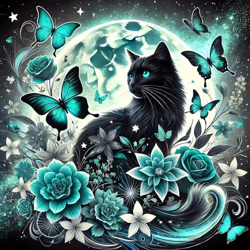 Butterfly DIY Diamond Art Kits for Adults, Cat 5D Diamond Painting Kits | Gem Painting, Dimond Art Paintings Kit, Full Drill Diamond Dot for Home Wall Decor 14 X 14 Inch - color: CM068