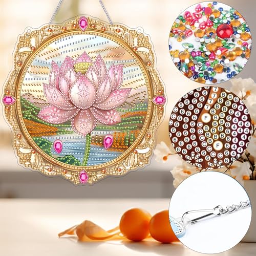 Bimkole Lotus Hanging Diamond Pearl Art Kits for Adults Pendant C34 - color: Hanging-Lotus