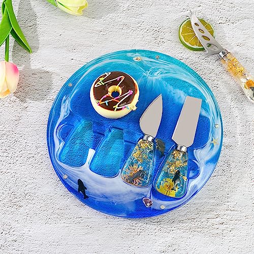 4 Pcs Tableware Resin Molds Charcuterie Board Knife Base Handle Epoxy Mold Cheese Shape Hilt Knife Fork Resin Casting Molds for DIY Cutlery Handle