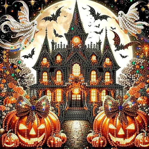 ARPADAMO Halloween Diamond Art Kits for Adults Ghost Castle 12x12in - color: DP04089