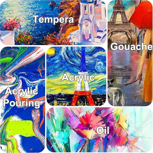 Stretched Canvases for Painting 16x20 Inch 5-Pack, 10 oz Triple Primed Acid-Free 100% Cotton Blank Canvas, Rectangular Canvas for Oil Paint Acrylics Pouring & Wet Art Media, Pour Painting - size: 16"x20"(5-Pack), style: Studio