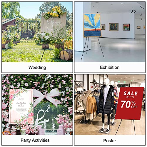 Easel Stand for Wedding Sign & Poster 63'' Easels for Display Portable Art Easel for Floor Adjustable Metal Easel Black - style: Black