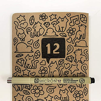 SAKURA Pigma Micron Fineline Ass't Point Sizes, Archival All Black Ink, 16 PK 50077 | Archival Black Ink Pens for Writing, Drawing, or Journaling, Precise Points and Lines, Smooth Skip-Free Writing