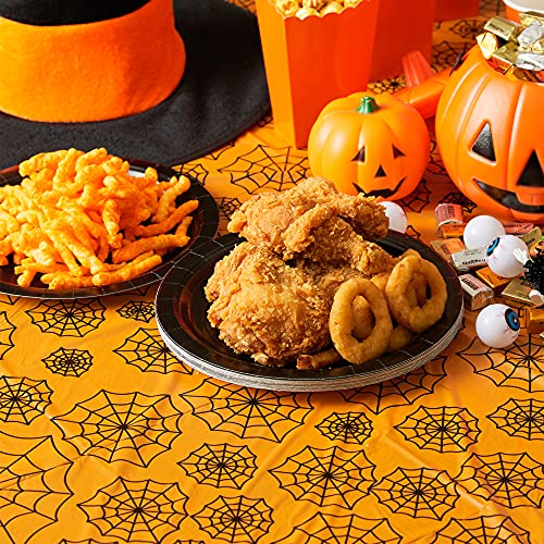 MATICAN Disposable Table Cloths, Bats and Spider Web Plastic Table Covers, 54 x 108 Inches, Halloween Party Decorations - color: Spider Web & Bats