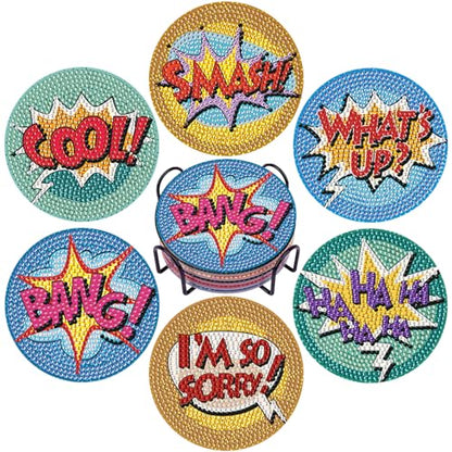 DOTSOPS 6 Pack Small Diamond Art Coasters Kits with Holder for Adults 4 in - color: Ealphabet