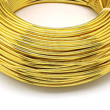 Fashewelry 918 Feet 0.5-0.6mm Aluminum Wire Gold Bendable Metal Craft Wire for Beading Jewelry Craft Making - color: Round-22 Guage-Gold
