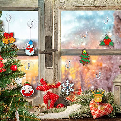 WILLBOND 24 Pcs Christmas Sun Catchers with Suction Cups for Painting DIY - style: Christmas Theme