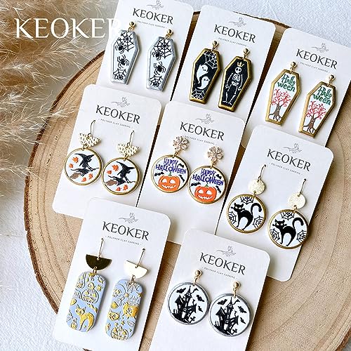 Keoker Texture Sheets for Polymer Clay, Clay Texture Mat for Making Earrings Jewerly, Halloween Polymer Clay Earrings Tools (No. 6) - color: polymer clay texture for Halloween 6