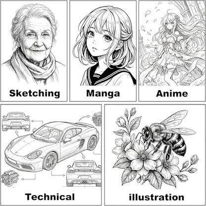 EBOT Micro Fineliner Drawing Art Pens,12 Black Fine Liner Waterproof Art Line Professional Drawing Watercolour Marker Sketching Illustration Manga Calligraphy Sketch Zentangle Outline
