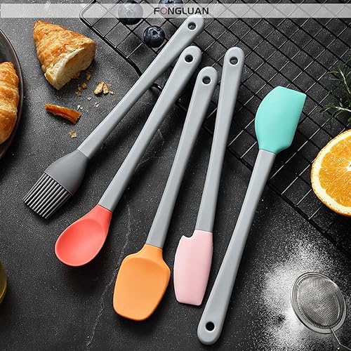 Mini Silicone Spatula Set of 5 - Heat Resistant & Nonstick Rubber Spatulas - Dishwasher Safe Kitchen Utensils for Cooking, Baking, Mixing