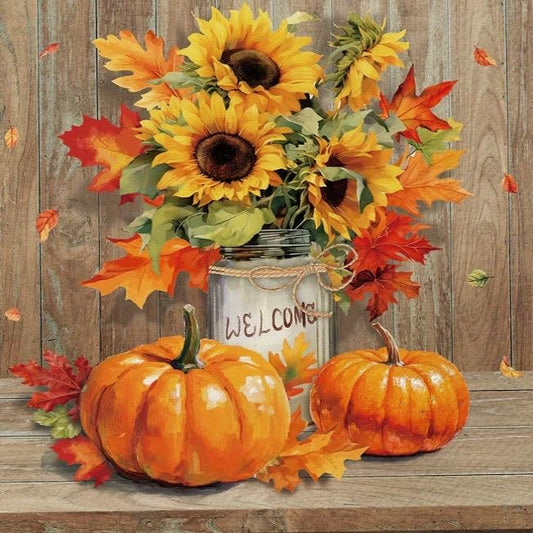 AuraDraw Autumn Diamond Painting Kits for Adults, Full Drill Round Fall Pumpkin Diamond Art Kits for Adults, Gem Art Painting for Home Wall Art Decor 14×14 Inch - color: JLZSH-00018