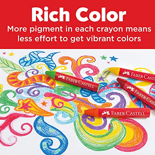 Faber-Castell Beeswax Crayons in Durable Storage Case: Non-Toxic Jumbo Triangle Crayons, Travel-Friendly Toddler Art Supplies for Kids (Ages 3+) (12 Count)