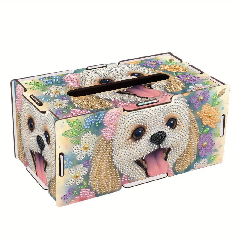 LSQFS DIY Diamond Art Tissue Box Kit,Handmade Art Gift for Adults - color: Dog