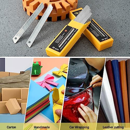 9mm Utility Knife Replacement Blades, Snap Off Blades for 9MM Universal Art Knife,Stainless Steel Blades Use in Office, Home, Arts, Crafts - 100PCS