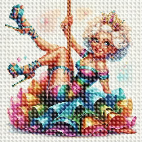 5D Diamond Painting Kits For Beginners Diamond Painting Kit for Adults Funny Grandma Full Drill Diamond Art Kit Colorful Pole Dance Lady DIY Wall Decor 14x14 Inch - color: FYZZ-153