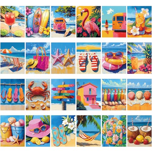 Sherr 24 Pcs Pre Drawn Canvas for Painting Adult Pre Printed Canvas Bulk Sip and Paint Kit Stretched Panels Paint Set for Theme Valentine Painting Night Party Favor(Hawaii,8 x 10 Inch) - size: 8 x 10 Inch, style: Hawaii