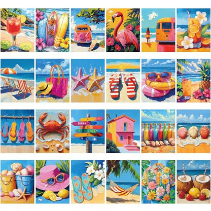 Sherr 24 Pcs Pre Drawn Canvas for Adult, Hawaii, 8 x 10 Inch - size: 8 x 10 Inch, style: Hawaii