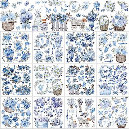 BBTO 12 Sheets Rub on Transfers for Crafts Wood Furniture DIY, 5.5" x 5.7" - style: Vivid Flower