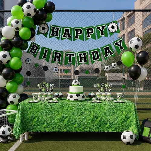 Blue Orchards Grass Table Covers (Pack of 2) - 54"x108" XL - Plastic Disposable Rectangle Tablecloth, Waterproof Green Field Sports Theme Decorations, Golf Football Lawn Mower Birthday Party Supplies - color: Grass (Pack of 2)