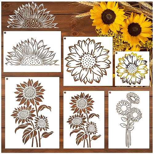 Large Sunflower Stencils Painting on Wood Wall 14.5 X 11 inch Paint for Kids Adult Art Crafts Projects Drawing Reusable Burning Pattern for Canvas Decorating (Sunflower) - style: sunflower