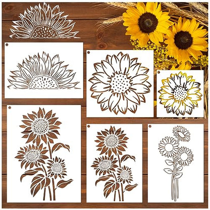Large Sunflower Stencils Painting on Wood Wall 14.5 X 11 inch Paint for Kids Adult Art Crafts Projects Drawing Reusable Burning Pattern for Canvas Decorating (Sunflower) - style: sunflower