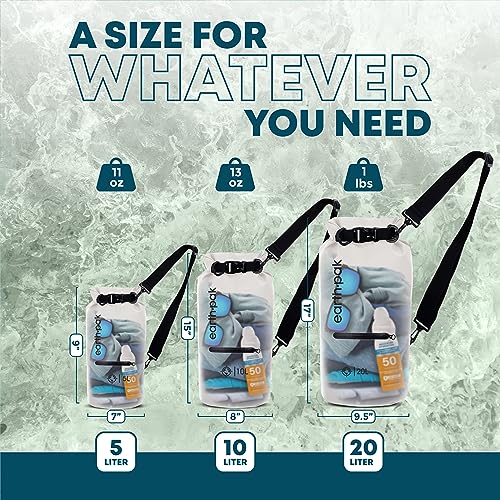 Earth Pak Waterproof Dry Bag with Zippered Pocket - Waterproof Dry Bag Backpack Keeps Gear Dry - color: Clear, size: 10L