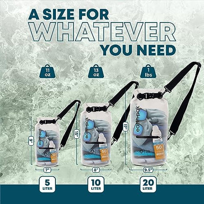 Earth Pak Waterproof Dry Bag with Zippered Pocket - Waterproof Dry Bag Backpack Keeps Gear Dry - color: Clear, size: 10L