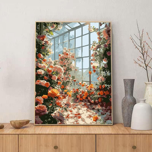 ZRIZQ Paint by Numbers Kit for Adults Beginners,Flowers DIY Painting Set,Relaxing Creative Craft Activity,16x20 Inch-Floral Home - color: Floral Home-16x20Inch(Frameless)