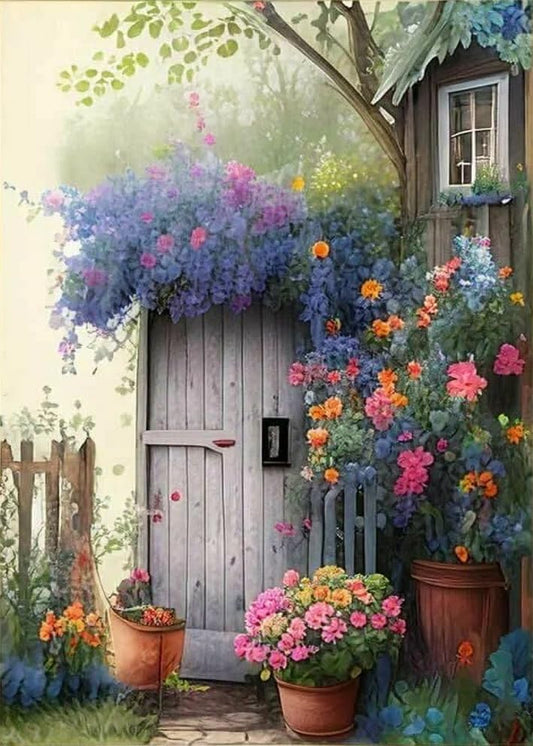 GEWOUVIN Garden Diamond Art Kits for Adults, Diamond Painting Kit Adults for Beginners, Round 5D DIY Dimond Art,Full Drill Painting Kit Art and Crafts for Adults Home Wall Decor【11.8x15.7inch】 - color: JW-096