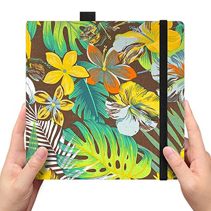 Square 8x8 Bleedproof Marker Paper Pad, 110 GSM Alcohol Ink Bristol Paper Sketchbook, Handmade Journal Hardbound 88 Sheets (176 Pages) Markers Ink Mediums Art Sketch Book Larges Brown Plantain - color: L-brown plantain