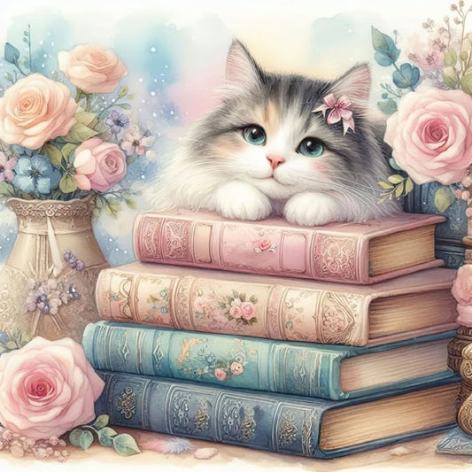 Diamond Art Kits for Adults,Cat Book Diamond Painting Kits for Beginner - color: Cat Book