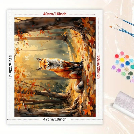 TAOPAOLAB Animal Paint by Numbers Kit for Adults - DIY Fox in Autumn Forest Painting on Canvas 16x20 Inches, Acrylic Paint Set, Suitable for Beginners, Nature Art for Home Decoration or Gifts - color: FM04446, size: 40×50cm Unframed