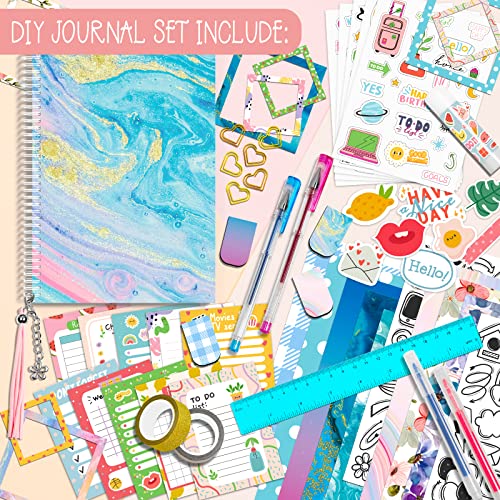 ABERLLS DIY Journal Kit for Girls, Birthday Gift for 6 7 8 9 10 11 12 Year Old Girl, Art Crafts Kits for Tween Teenage Kids, Scrapbook Diary Supplies Toy Set - color: Blue