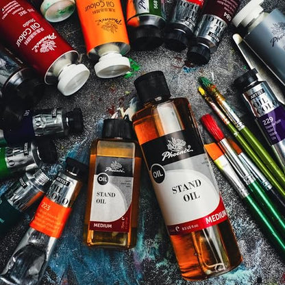 PHOENIX Stand Oil - 8.5 Fl oz. / 250ml Bottle | Painting Medium Slow Drying, High Gloss Linseed Oil for Glazing - style: Stand Linseed Oil 8.5 Fl Oz.
