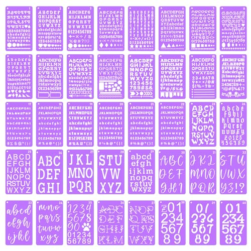 UCEC 40 PCS Letter Stencils for Painting, 6 Sizes 0.3-1.45 Inch for Crafts | 6+ Sizes 0.3/0.35/0.55/0.65/0.85/1.45 Inch Number & Alphabet Stencils for Crafts, Bullet Journal Stencil & Stencil for Art - size: 4*7 inch/40 pcs