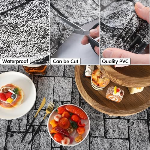 Kochorie 2 Pieces Stone Wall Plastic Tablecloths 108 x 54 Inches Disposable Waterproof Medieval Stone Brick Table Covers Rustic Western Castle Knight Themed Party Table Decorations - style: Stone Wall