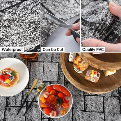 Kochorie 2 Pieces Stone Wall Plastic Tablecloths 108 x 54 Inches Disposable Waterproof Medieval Stone Brick Table Covers Rustic Western Castle Knight Themed Party Table Decorations - style: Stone Wall
