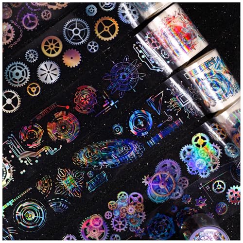 PET Tape Stickers for Journaling Supplies, Gears Journal Tape Stickers - color: Fantasy