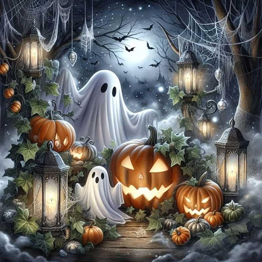 Semneroy Halloween 5D Pumpkin Diamond Painting Kits for Adult, Spooky Ghost Pumpkin Diamond Art Kits for Beginner, DIY Full Drill Diamond Dots Gem Painting Art Craft Home Decor 14 x14 Inch - color: DPS094