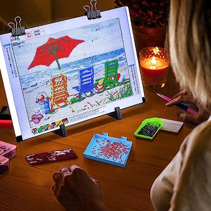 Ratukall A3 LED Light Pad for Diamond Painting, USB Powered Light Board Kit | Adjustable Brightness Light Box for Tracing with Diamond Art Accessories & Tools, Includes Storage Case, Drill Pens & Stand - style: 02-A3 Light Pad Kit